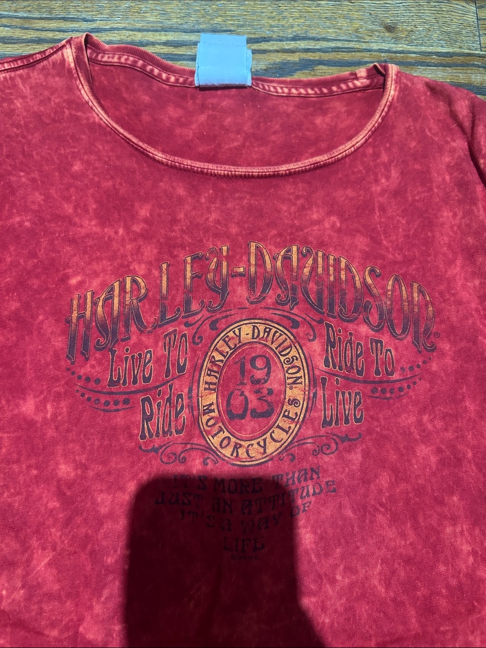 Harley-Davidson Red Mineral-Wash Short Sleeve Graphic Tee - Picture 2 of 7
